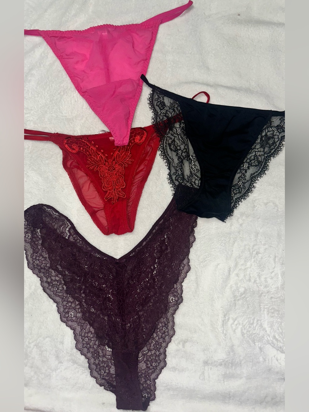 Women’s Lace Trim Intimates Set – Red, Black, Pink